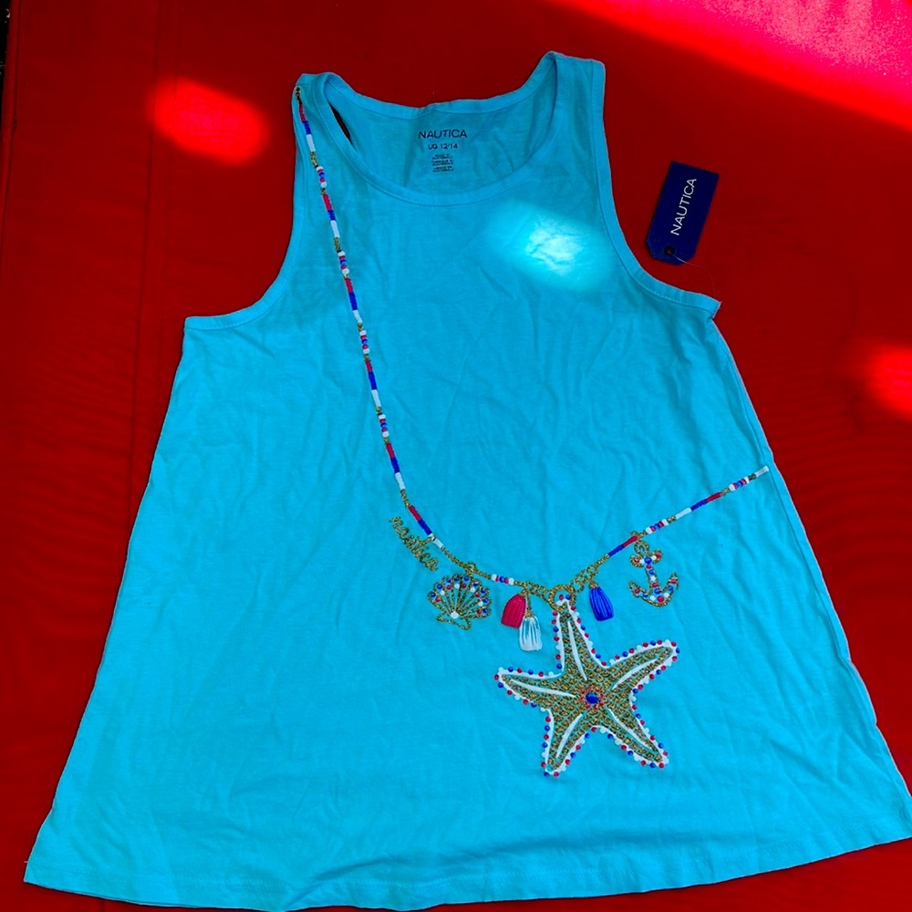 New blue Nautica top for girls size L 12-14